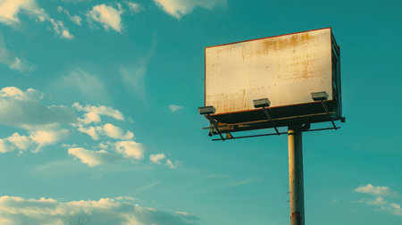 Portrait billboard blank for outdoor advertising poster at blue sky.の素材
