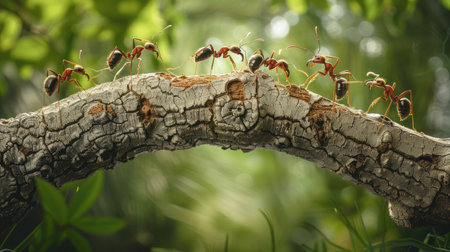 team work, ants constructing bridgeの素材