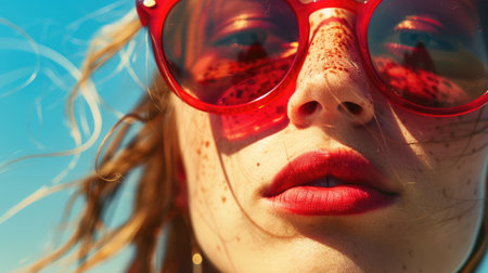 red sunglasses in summerの素材