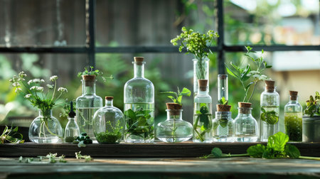 Natural drug research, Natural organic and scientific extraction in glassware, Alternative green herb medicine,の素材