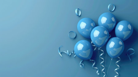 Elegant blue balloon and ribbon Happy Birthday celebration card banner template backgroundの素材