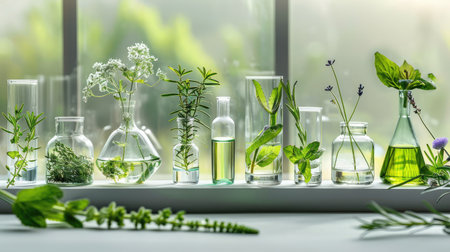 Natural drug research, Natural organic and scientific extraction in glassware, Alternative green herb medicine,の素材