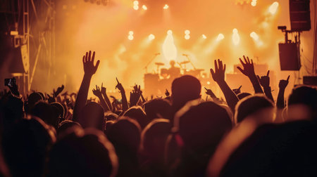 crowd at concert - summer music festivalの素材