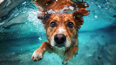 dog swimmingの素材