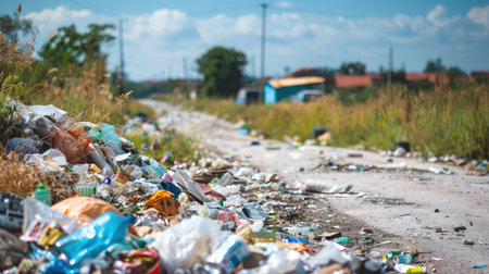 Pile of domestic garbage in landfillの素材