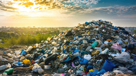 Pile of domestic garbage in landfillの素材