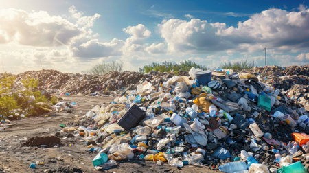 Pile of domestic garbage in landfillの素材