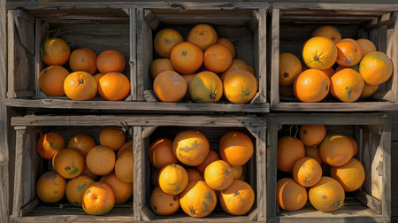oranges in cratesの素材