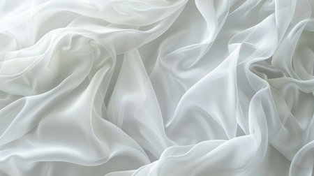 White cloth background abstract with soft waves.の素材