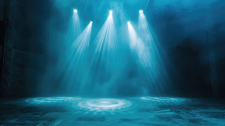 Spotlight effect for theater concert stage Abstract glowing light of spotlight illuminatedの素材