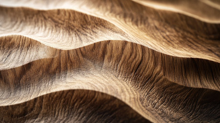Abstract close-up of a wooden surface with deep grooves and natural imperfections, giving a rustic appealの素材