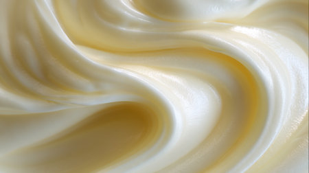 A close-up view of smooth and creamy butter spread, showcasing its glossy texture and rich color, ideal for culinary use in cooking and baking recipes.の素材