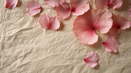 High-quality image of handmade paper with flower petals embedded, creating a natural, eco-friendly aestheticの素材