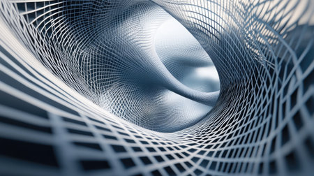 Intersecting abstract lines forming a dynamic grid pattern with geometric precision.の素材