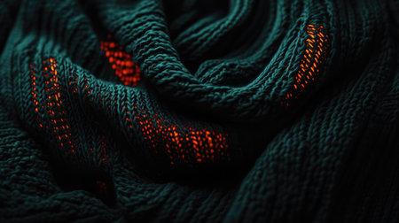 Detailed view of woolen fabric texture in soft focus, emphasizing warmth and comfortの素材