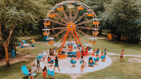 Ferris wheel at a high carnival, with gondolas offering breathtaking views of the surrounding city -の素材