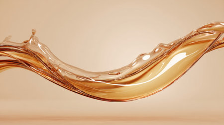 This captivating image depicts a graceful flow of liquid in warm tones, featuring smooth curves and light reflections, perfect for abstract art inspiration or design projects.の素材