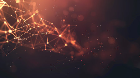 Abstract polygonal space low poly dark background with connecting dots and lines. Connection structure. Science background.の素材