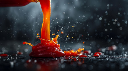 ketchup pouring out of bottleの素材