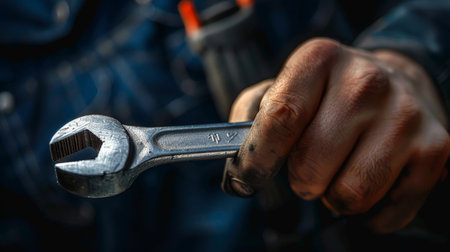 Hand of professional Auto mechanic with wrenchの素材