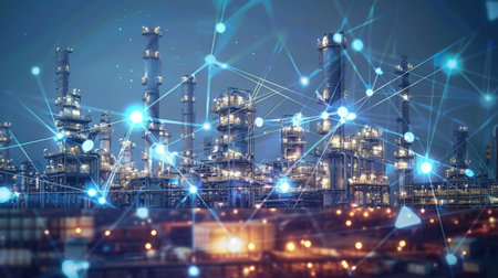 Industrial technology concept. Communication network.の素材