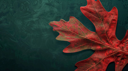 A beautifully rendered illustration of a red oak leaf, exhibiting detailed veins and a vivid hue,の素材