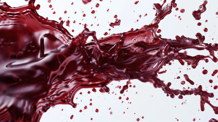 Red wine splash over white backgroundの素材