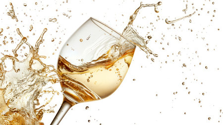 splash of white wine, isolated on white backgroundの素材