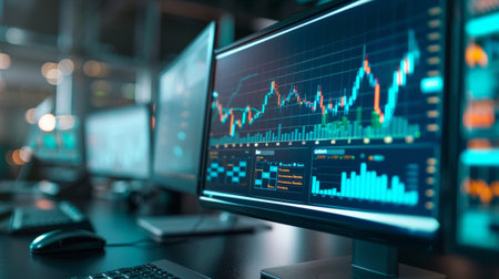 Investment saving financial strategy, buisness growth, strategy for finance concept. Analyst and data working management System on computer, make a report with KPI and metrics connected to database.の素材