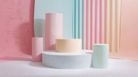 Pastel colors shapes on natural pastel colors abstract background.の素材