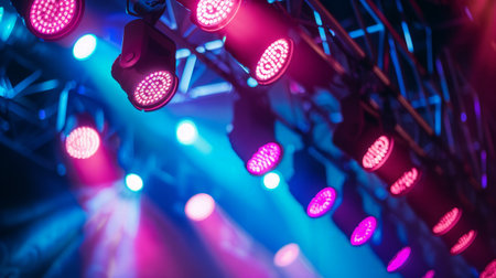 Background image of spotlights with stage in color,の素材