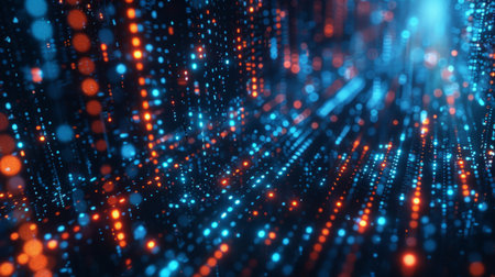 Digital binary code matrix backgroundの素材