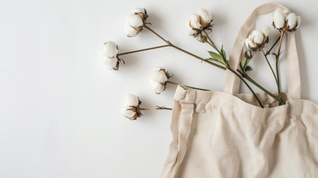 cotton eco bag on white backgroundの素材