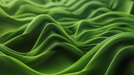 Green volume waves abstract background, nature eco wallpaper or presentation backdrop, abstractの素材