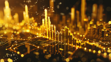 Gold stock investment chart financial business market finance growth diagram onの素材