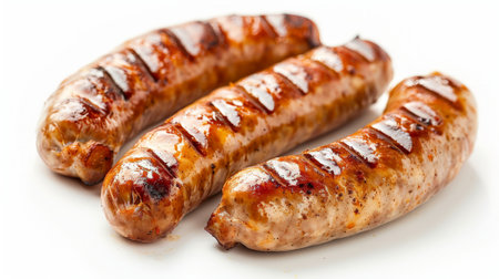 Sausages isolated on a white backgroundの素材