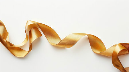 Golden ribbon on white backgroundの素材