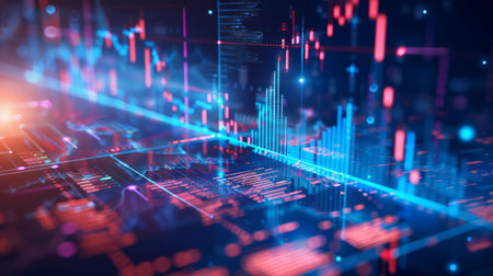 Global trading financial business stock market chart and technology trade exchange finance graph on digital economy priceの素材