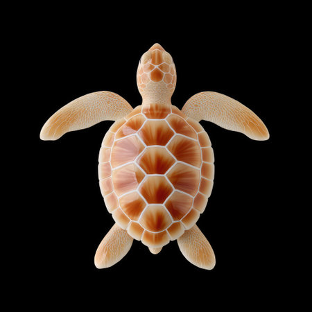 A closeup of sea turtle showcasing its intricate shell patterns and flippers, highlighting beauty of marine life. turtle unique features evoke sense of wonder and appreciation for natureの素材