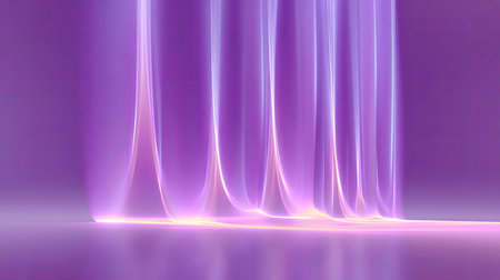Soft purple light waves create a dreamy and ethereal background, perfect for artistic and design purposes. The smooth gradients evoke serenity and elegance.の素材