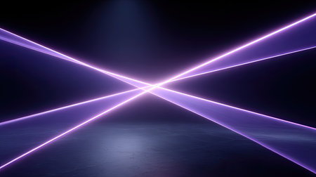A stunning depiction of intersecting laser beams in a dark space, creating an ethereal atmosphere ideal for artistic projects and modern presentations.の素材