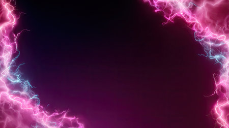 This image showcases a vibrant electric surge with pink and blue lightning effects swirling on a dark background, perfect for creative projects and digital designs.の素材