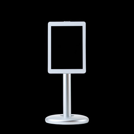 Stylish empty vertical frame on a stand suitable for showcasing various images, messages, or advertisements. Perfect for marketing displays and presentations.の素材