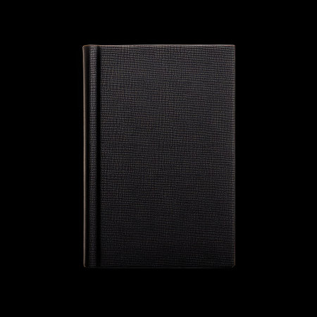 This elegant black hardcover notebook features a simple textured design, perfect for writing, sketching, and organizing ideas in professional environments.の素材