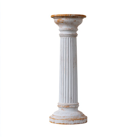 This elegant white column features a distressed finish, perfect for enhancing home decor or as a stunning display for photography and events.の素材