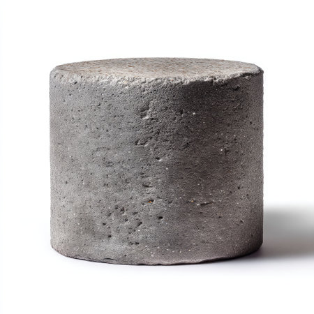A sleek concrete stool featuring a smooth round surface, ideal for adding a touch of minimalism to contemporary interiors or outdoor settings. This versatile piece enhances any space with its unpretentious elegance.の素材