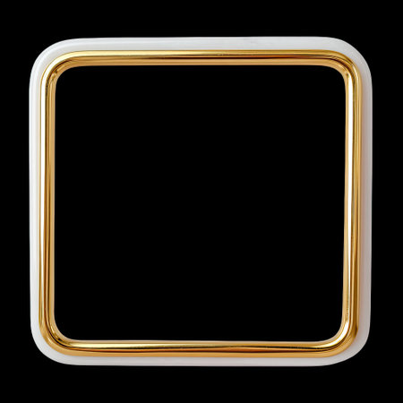 This stunning square frame features a luxurious gold trim against a striking black background. Perfect for enhancing artistic displays or creative projects.の素材