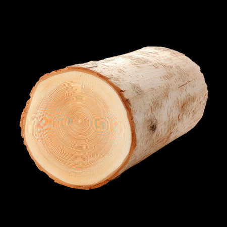 This image showcases a natural wood log displaying distinct tree rings and a smooth surface, ideal for rustic design, crafting, or decor projects.の素材