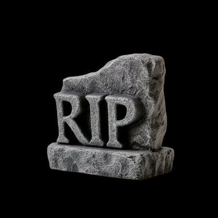 A weathered grey tombstone with the inscription "RIP," perfect for Halloween themes and spooky decorations. Add a chilling touch to any haunted scene.の素材