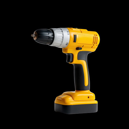A dynamic yellow cordless drill featuring black and silver details, perfect for various home improvement tasks and DIY projects. Lightweight and user-friendly, it ensures efficient performance for professionals and enthusiasts alike.の素材